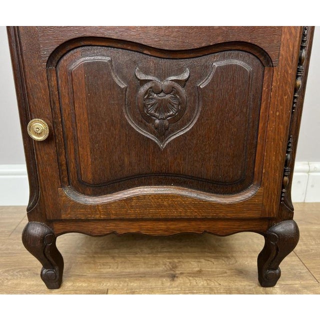 Vintage French Louis XVI Oak Bedside Table For Sale - Image 6 of 11