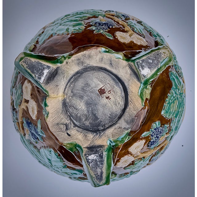 Ceramic Antique Majolica Faux Bois Ceramic Jardiniere, Japan For Sale - Image 7 of 11