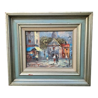 Mid 20th Century Paris Scene Oil Painting For Sale