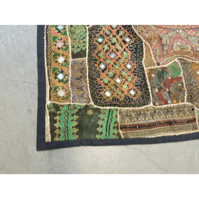 Indian Patchwork With Mirrors Wall Hanging or Wall Tapestry - 38 X 55 For Sale In Tampa - Image 6 of 7