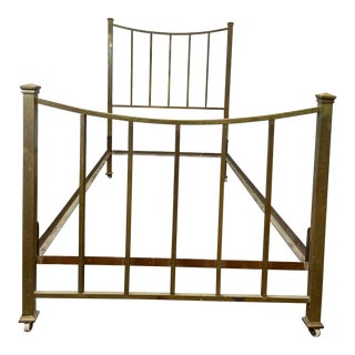 Vintage Art Deco Brass Bed Double For Sale