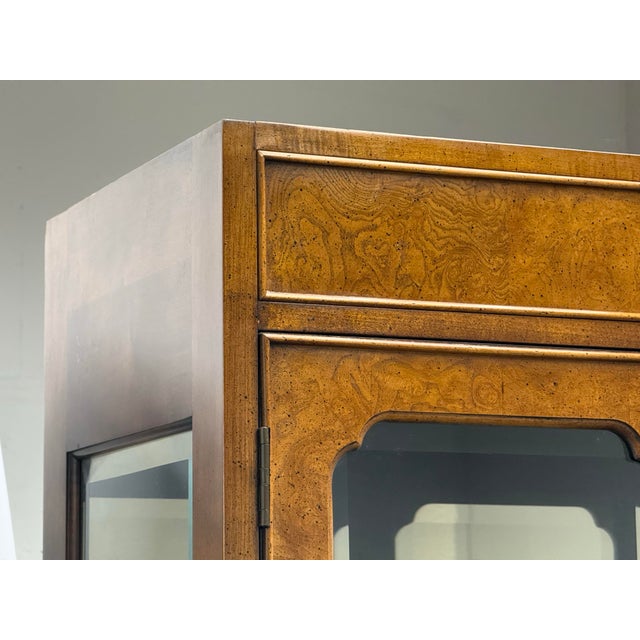 Wood Campaign Style Curio Display Cabinet, Vintage For Sale - Image 7 of 12