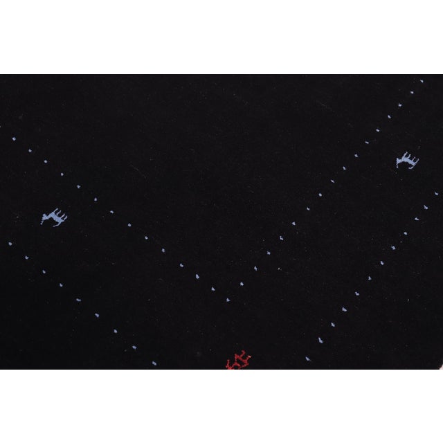 Contemporary Abstract Gabbeh Bailey Black Wool Rug - 8'2''x9'10'' For Sale - Image 3 of 9