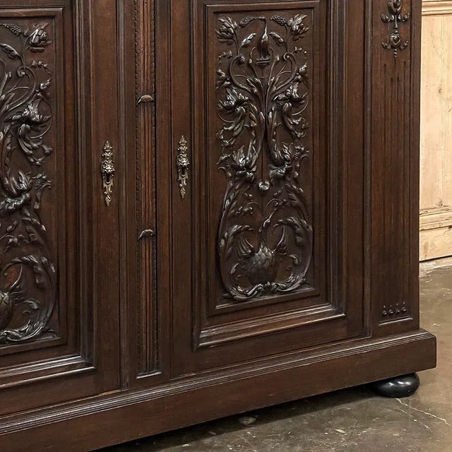 19th Century French Henri II Renaissance Revival Walnut Marble Top Buffet For Sale - Image 15 of 15