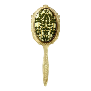 Hand Mirror with Ornate Plastic Frame & Cut Velvet Decorative Backing