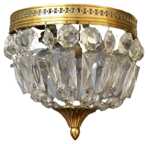 Petite Empire French Crystal Basket Chandelier, 1920s