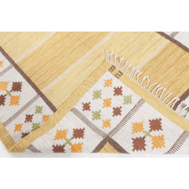 Mustard Doris Leslie Blau Vintage Swedish Flat Woven by Birgitta Soderkvist For Sale - Image 8 of 9