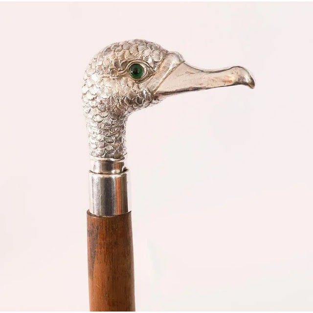 Antique Walking Stick Cane with Silver Duck Head, 1890s For Sale - Image 11 of 13