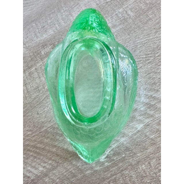 Glass Vintage Fenton Art Green Glass Swan Candy Dish Bowl For Sale - Image 7 of 9
