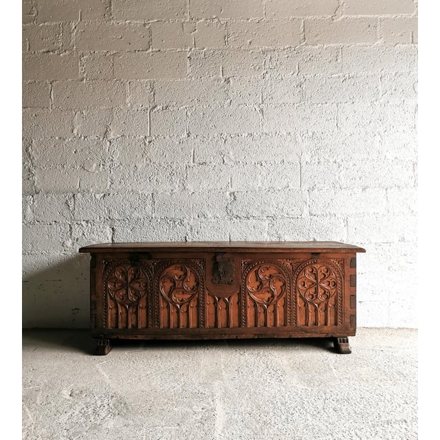 Antique Gothic / Neo-Gothic Oak Chest, 19th Century For Sale - Image 4 of 14