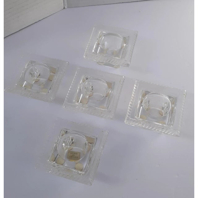 Late 20th Century Late 20th Century Square Lalique Crystal Candle Holders Signed France - Set of 5 For Sale - Image 5 of 5
