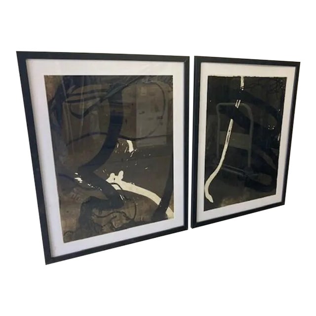 Set of Original Signed Mid Century Abstract Paintings by Francine Simonin For Sale