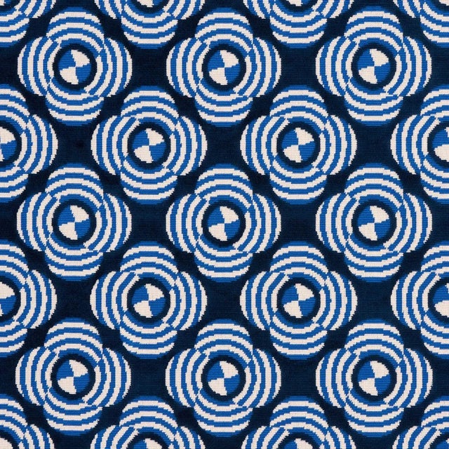 Schumacher Sample - Schumacher x Johnson Hartig Le Moderne Cut Velvet Fabric in Cobalt For Sale - Image 4 of 4