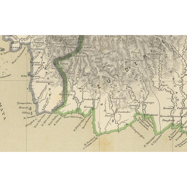 Gold Antique Map of Borneo, 1884 For Sale - Image 8 of 10