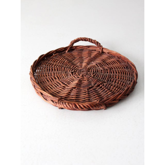 Brown Vintage Wicker Tray For Sale - Image 8 of 10
