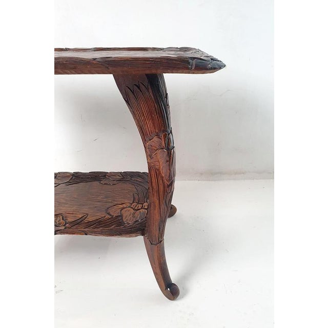 Japanese Art Nouveau Hand-Carved Kamakura Bori Side Table, 1900s For Sale - Image 11 of 12