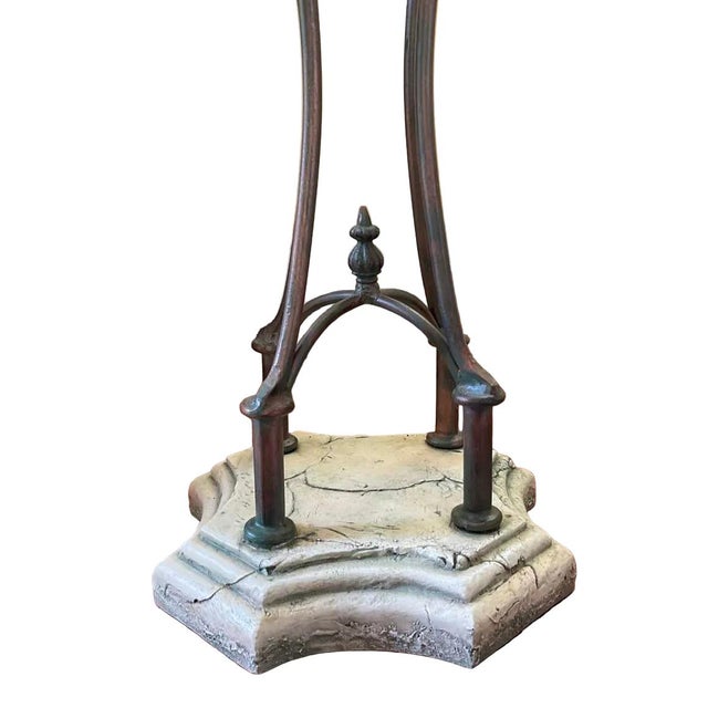 1960s Pair of Neoclassical Lion-Head Plant Stands With Faux-Marble Base For Sale - Image 9 of 17
