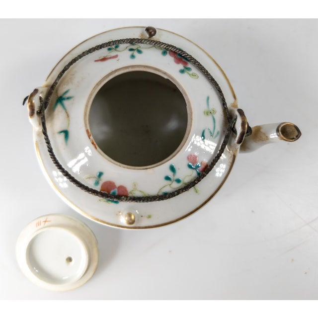 White 19th or 20th Century Chinese Famille Rose Enamel Teapot With Butterflies For Sale - Image 8 of 16