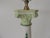 Vintage Green and White Column Table Lamp. Hand-painted porcelain lamp. Green painted floral and trellis pattern all...