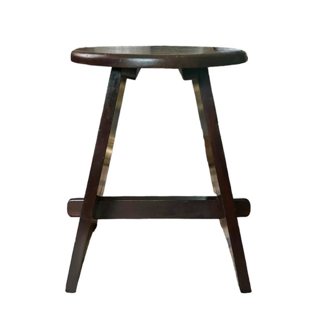Antique Arts & Crafts / Mission Wood Splay Leg Stool With Mortise and Tenon Joinery, Circa 1915 For Sale - Image 4 of 11