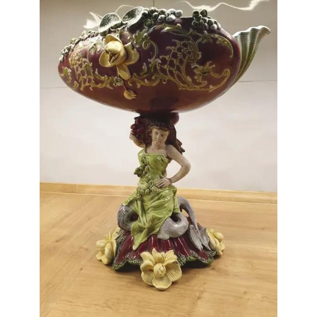 Bohemian Monumental Majolica Figural Centerpiece, 1900s For Sale - Image 6 of 11