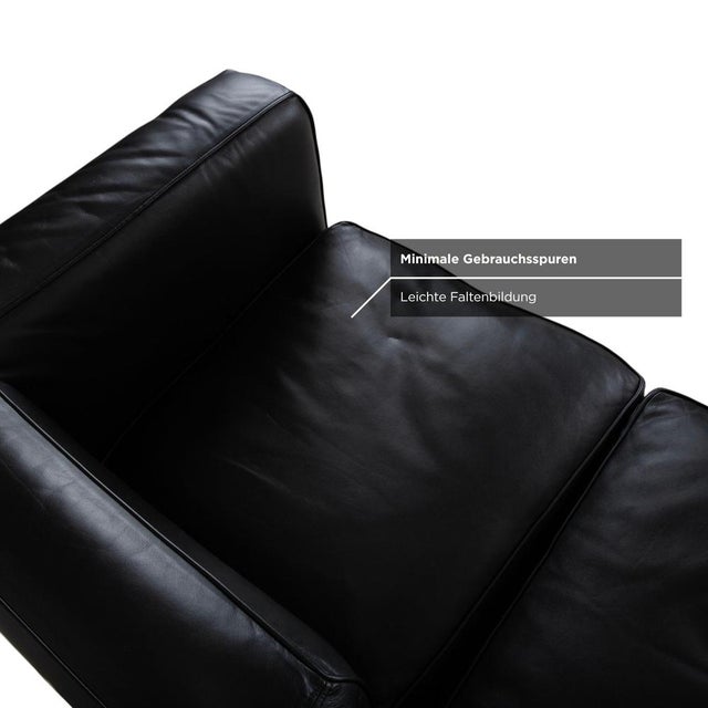 Animal Skin LC 2 Two-Seater Sofa in Black Leather by Le Corbusier for Cassina For Sale - Image 7 of 12