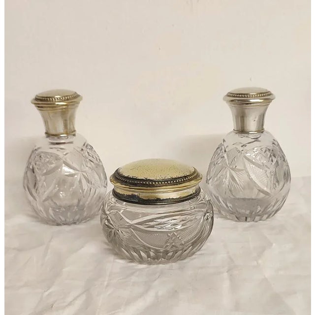 French Crystal Bathroom Set, 1940s, Set of 3 For Sale - Image 14 of 14
