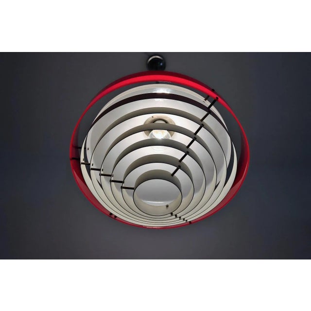 Pink Mid-Century Italian Pendant Lamp in Acrylic Aluminum and Brass by Stilnovo, 1950s For Sale - Image 8 of 18