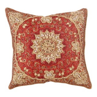 Pasargad DC Red Diamond Silk Termeh Pillow For Sale