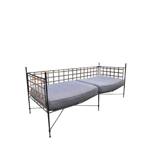 Black Wrought Iron Patio Daybed Seating Sofa Settee Attributed to Mario Papperzini for Salterini For Sale - Image 8 of 12