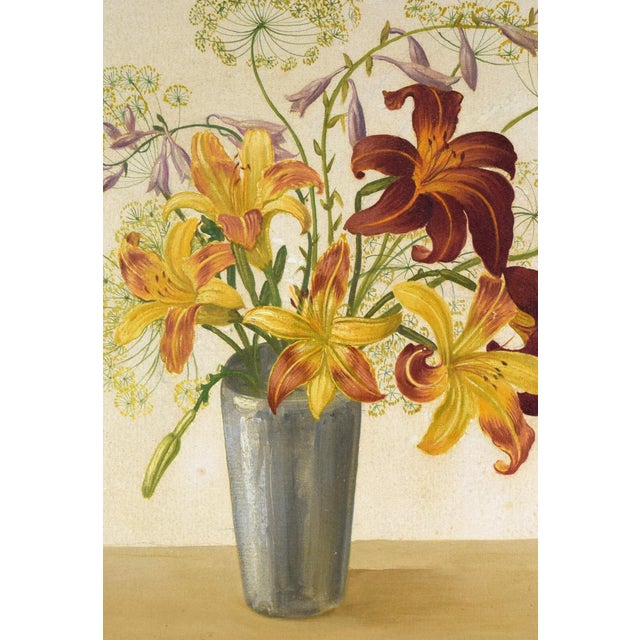 Mid-Century Modern Vintage Modernist Floral Still Life Painting of Tiger Lillies by Hugo Newman For Sale - Image 3 of 6