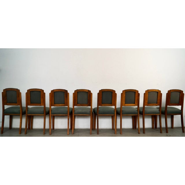 Wood 1930’s Art Deco Walnut Dining Chairs - Set of 8 For Sale - Image 7 of 12