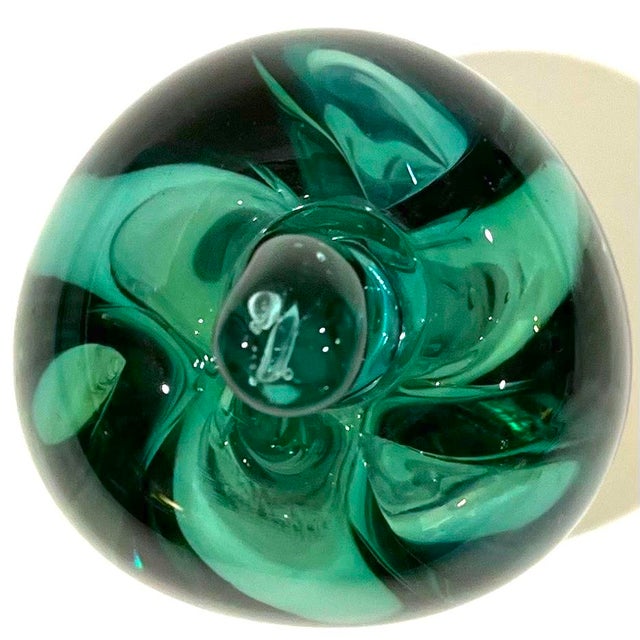 Green Blown Art Glass Apple Paperweight Circa 1981 by Buzz Williams, Portland For Sale - Image 8 of 10