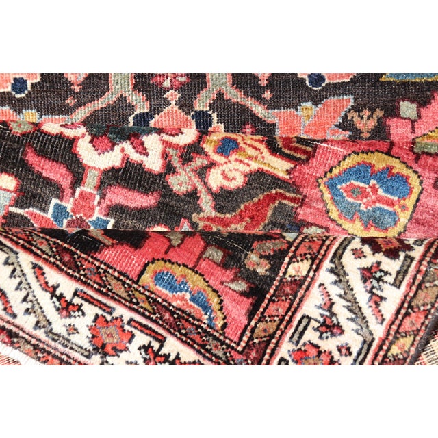 Antique Faraghan Runner in All-Over Design in Ink Blue Background 3'1 X 9'5 For Sale - Image 10 of 11