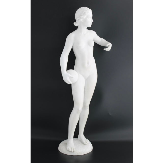 1930s VTG Rosenthal Large 22" Nude Female Athlete Sculpture by Max Fritz, C1930 For Sale - Image 5 of 12