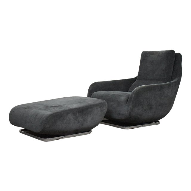 Set of Shaman Lounge Chair and Ottoman by Eric Jourdan for Ligne Roset, France, 2000s For Sale