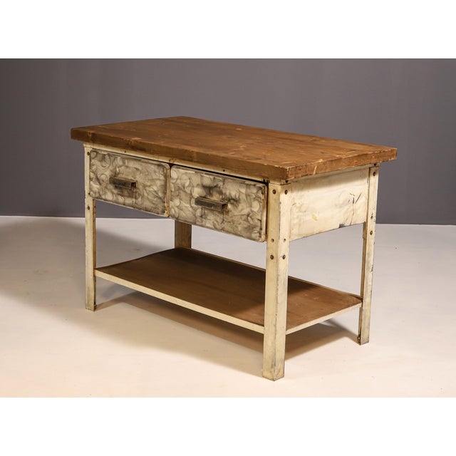 Industrial Iron Kitchen Table, Former Czechoslovakia, 1950s For Sale - Image 4 of 8