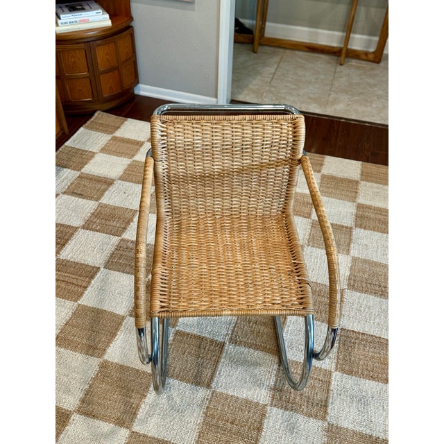 Mies Van der Rohe A Chrome and Wicker Mr20 Armchair Attributed to Ludwig Mies Van Der Rohe for Stendig, Circa 1960-70s, Made in Italy For Sale - Image 4 of 12