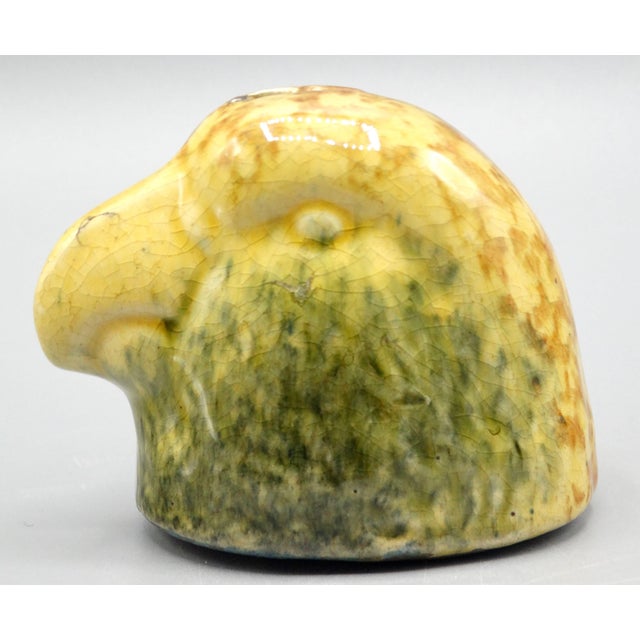 Early 1900's American handcrafted eagle money box bank. It is hand painted with wonderful mottled shades of yellow, orange...