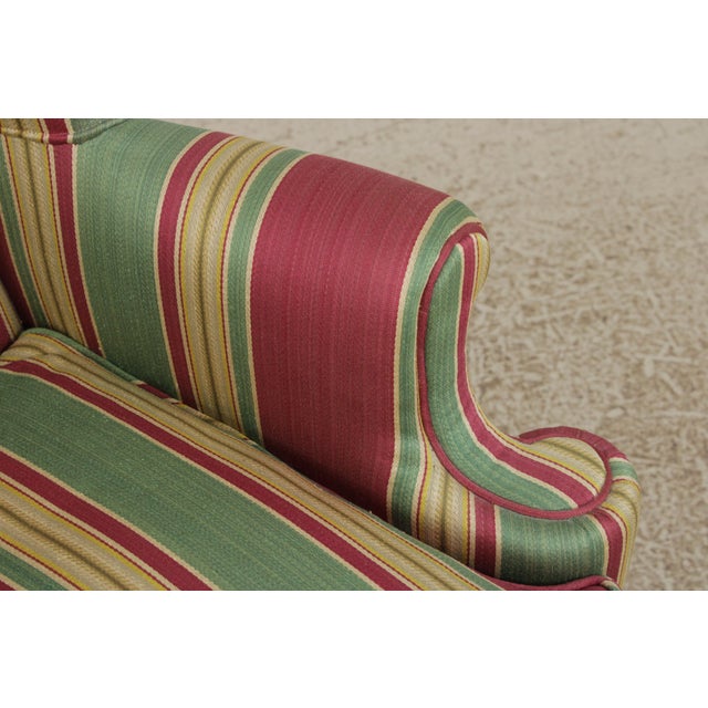 Brown Queen Anne Upholstered WIng Chair W. Down Cushion For Sale - Image 8 of 15