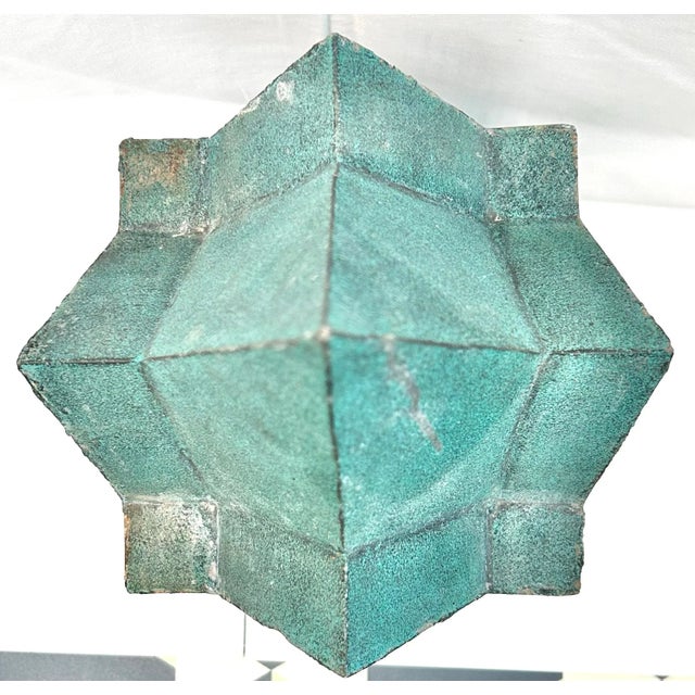 Vintage Architectural Metal Birdcage With Green Patina Roof For Sale - Image 11 of 11