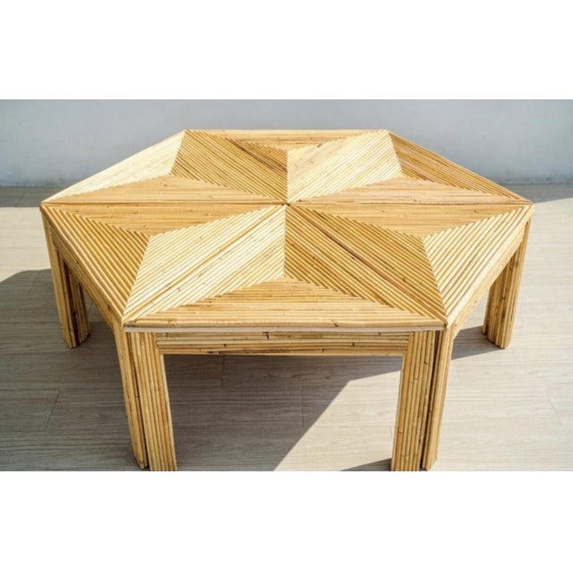 Vintage Rattan Modular Coffee Tables, Set of 6 For Sale - Image 4 of 11