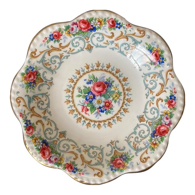 Early 20th Century English Red Roses Porcelain Jewelry Dish For Sale