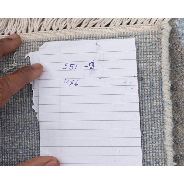 4' x 6' Savannah Hand Knotted Modern Light Blue,Gray Wool & Silk Rug For Sale - Image 15 of 18