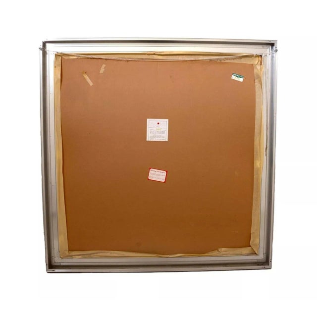 An op art space age geometric abstract mirror designed by Greg Copeland Inc. Circa 1970s. Signed bottom right. Original...