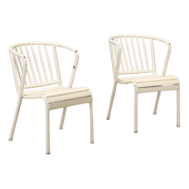 Vintage White Metal Chairs, 1970s, Set of 2 For Sale
