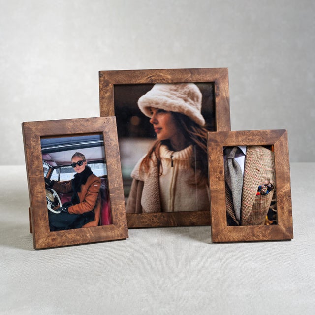 The Sabinio Burlwood Photo Frame adds elegance to your tabletop. Constructed from burl wood veneer and finished in a deep...