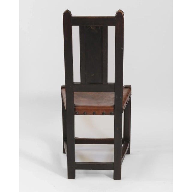 Brown Arts & Crafts Oak and Leather Arrow Head Side Chair, 1890s For Sale - Image 8 of 12