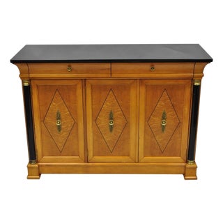 Late 20th Century Thomasville Grand Classics Empire Biedermeier Maple & Granite Sideboard Credenza For Sale