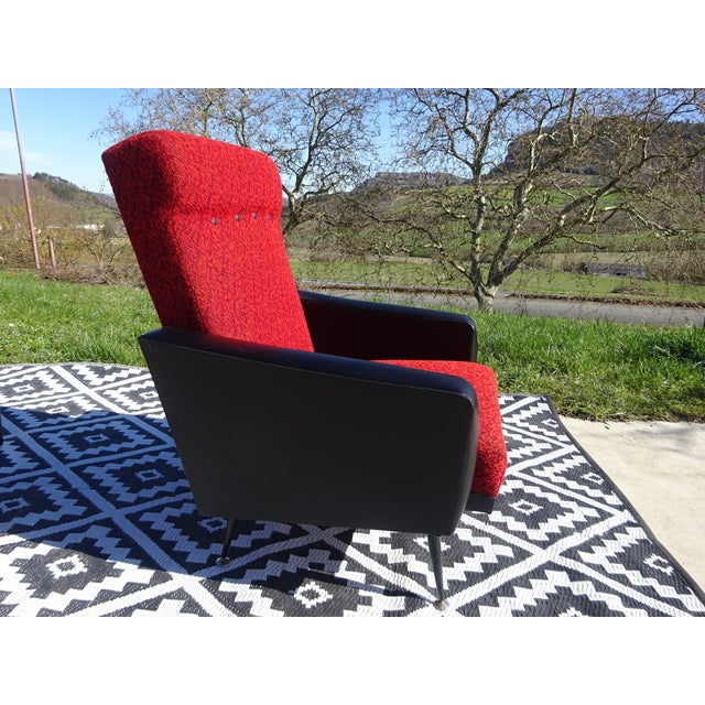 Vintage Red and Black Chairs with Compass Feet, 1970s, Set of 2 For Sale - Image 6 of 18